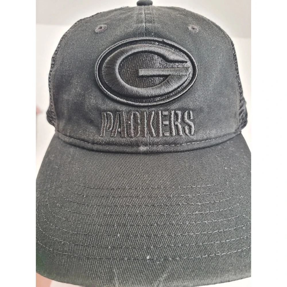 Fanatics Green Bay Packers NFL Trucker Hat Black Snapback Mesh Cap Embroidered